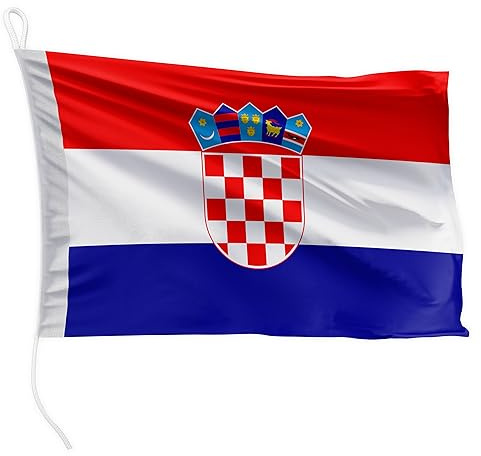FLAGLY bandiera per barca Croazia 30 x 20 cm formato orizzontale - peso del tessuto 115g/m² - stampata, robusta con corda e occhiello, accessori per barca barca a motore