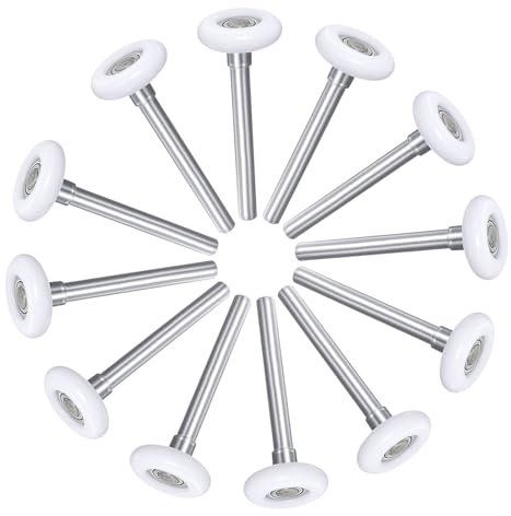 uxcell 12pcs Garage Door Rollers, 2 Nylon Roller for 2 Garage Track, 4.25 Stem, 8 Balls Sealed Bearing, for Commercial and Residential Garage Doors, White