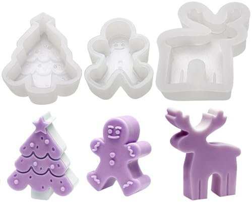 Molde para vela arbol de navidad Hombre de Jengibre Forma de Velas Molde de Silicona Para Vela de Alce para la Fabricación de Velas, Piedras Aromáticas, Chocolate