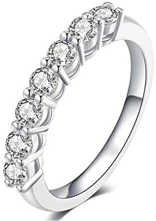 Lieson Verlobungsring Frauen, 18K Weißgold Ring Damen 750 Echtgold Klassisch Rund Moissanit mit 0.1ct Freundschaftsringe Weißgold Große 66 (21.0)