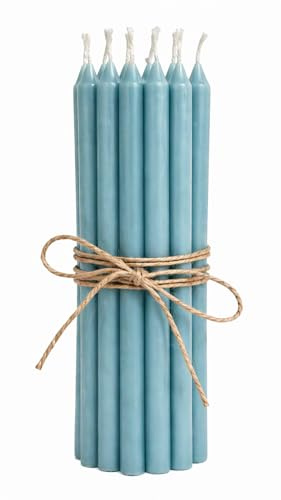 12er Pack dünne Stabkerzen H:20 cm Ø:1,3 cm div. Farben Brenndauer 2,5 Stunden;Aqua Haze