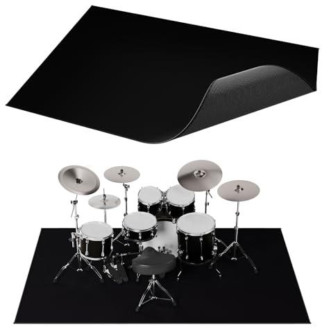 Drum Rug 4x6Ft With Non-Slip Grip Bottom, Tightly Woven Fabric Mat, Electric Carpet, Soundproof, Accessories Gifts, Black