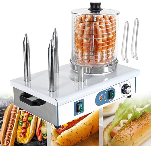 XNXYSMKJ Machine à Rouler Les Hot-Dogs, cuiseur Vapeur électrique pour saucisses, boulettes, légumes/Four à Pain électrique (2/4 tiges chauffantes)