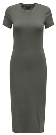 ONLY Elegante Abito Lungo con Maniche Corte e Scollo Rotondo, Beluga, S