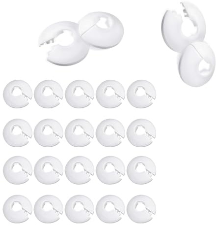 24 Pcs Radiator Pipe Covers, White Radiator Pipe Collars, Plastic Pipes Cover Decoration, Wall Flange Cover for 15mm Diameter