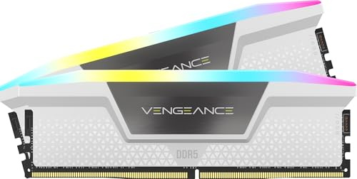 CORSAIR Vengeance RGB DDR5 32GB (2 x 16GB) hasta 6400MHz AMD Intel RAM | Memoria Gaming de Sobremesa, Compatible con AMD EXPO e Intel XMP 3.0, CL32, Blanco, CMH32GX5M2B6400Z32W