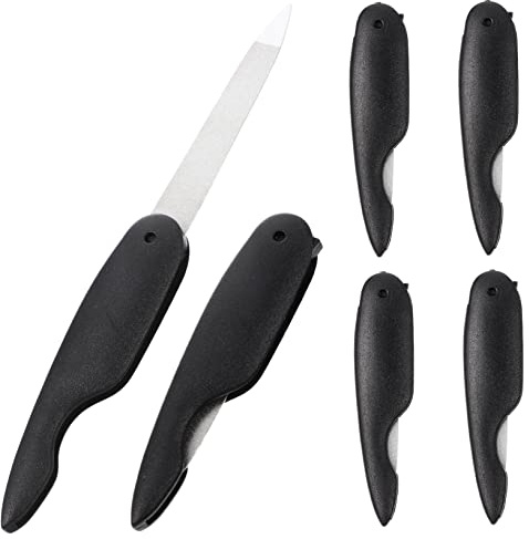 6 Stück-pack Faltbare Metallnagelfeilen aus Edelstahl und Abs, Schwarz | Nagelfeile Polieren, Kleine Nagelfeilen für Maniküre, Tragbar für Zuhause und Salon