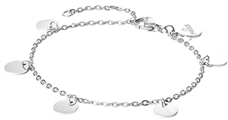 Purelei Kalea Fußkettchen Damen – Edelstahl 18K vergoldet/rosévergoldet/silber – Mit 5 Symbolanhängern – Verstellbar 21–25 cm – wasserfest