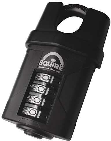 Squire Heavy Duty Padlock (CP50CS Black) - Toughest Closed Shackle - 4 Wheel Combination Padlock - Alloy Steel for Corrosion Resistance - Weatherproof Lock for Home, School & Garage (Black, 50 mm)