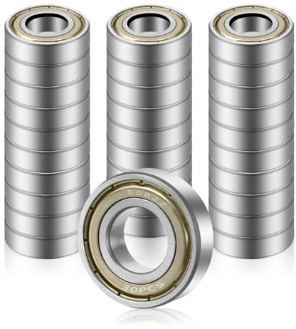 Hexizexi 30 st 608ZZ-kullager, 8 x 22 x 7 mm, metall, dubbelskyddat, miniatyr, spårkullager för skateboards, svarv, byggmaskiner, gör-det-själv