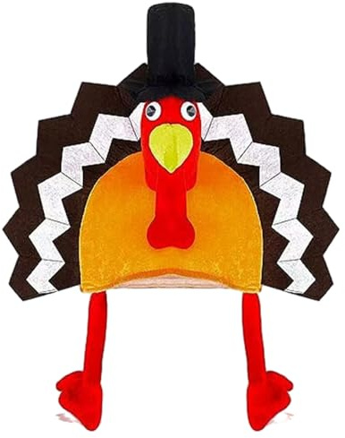 GWAWG Lustiger Truthahn-Hut, Weihnachten Verkleidung Thanksgiving Party Outfit Neuheit Hut mit langen Beinen Lustiges Party Kostüm Zubehör für Erwachsene