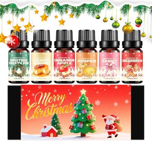 Duftöl für die Kerzenherstellung, 6-teiliges Seifen-Duftöl, Weihnachts-Diffusoröl-Set, mit langanhaltendem und einfach zu gießendem Design, Top-Weihnachtsduftkollektion, für Körpermassage