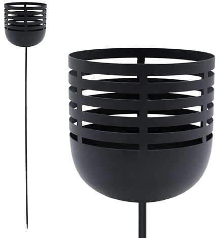 Metall Windlicht Garten Beetstecker schwarz - H 100 cm | Erdspieß Garten Beetstecker Blumenbeet Laterne Outdoor Kerzen Ständer Beet Spieß Rasenstecker Gartenstab Bodenstecker