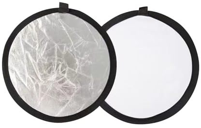 YWBL-WH Riflettore di Luce Fotografico da 30 Cm Disco da Studio Portatile Pieghevole per Fotografia all'aperto e all'interno (argento oro)