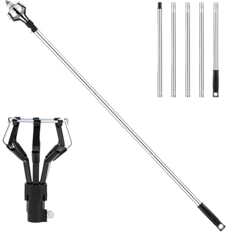 Lève-ampoule télescopique - Outil en acier inoxydable - Changement de lampe à longue portée - Parfait lustre encastré au plafond - Bureau à domicile - Locaux commerciaux - Outil sûr pour