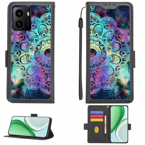Aroepurt Case Compatible for BigPurplePhone Silverfox Senior Smartphone Phone Case Flip Cover [with Tempered Glass Screen Protector][RFID Blocking][Colorful Reflect Light] LPT-HTT