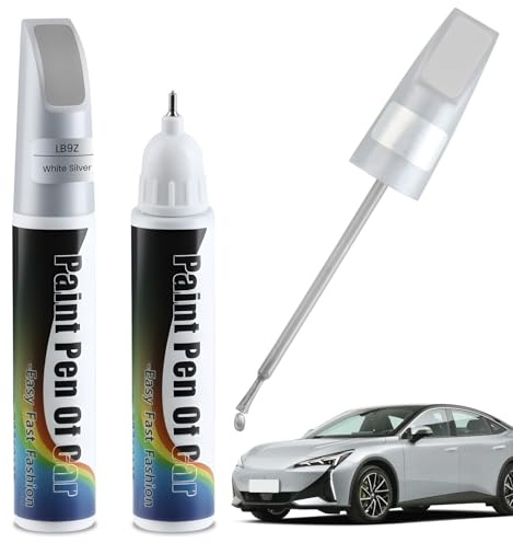 Penriter 2pcs LB9Z White Silver Lackstift Auto Kompatibel mit VW/Volkswagen, 2-in-1 Autolackstif mit Pinsel und Dotting-Spitze, Lackstift Auto Lack Reparatur, Lackstifte für Auto Kratzer