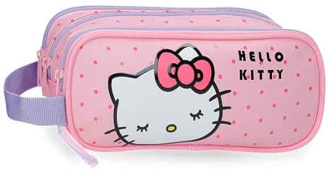 Hello Kitty Sanrio Bows Etui, dreifach, PVC, 22 x 10 x 9 cm, Rosa