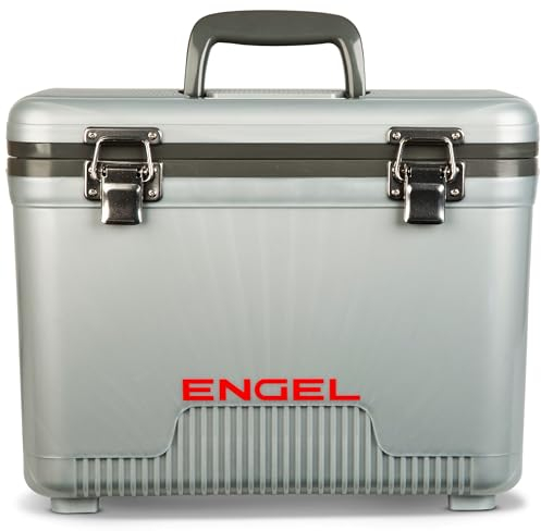 ENGEL Kühlbox 13qt (12,3 Liter) Auslaufsicher, Luftdicht, Tragbare, Kleine Kühlbox für Camping, Picknick, Wandern, Festival - Eisbox Ohne Strom für Männer & Frauen, 38 x 25,4 x 28,5 cm im Silber
