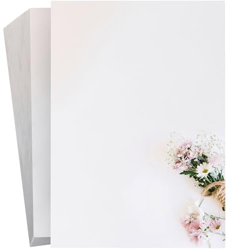 Motivpapier Pastellfarbener Blumenstrauß | 25 Blatt Briefpapier DIN A4 | hochwertiges Druckerpapier für Poesie, Hochzeit, Einladungen, Glückwünsche