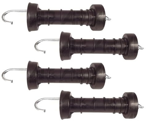 4x Heavy Duty Electric Fence Arch Hook Gate Handle & Spring Inside Insulator