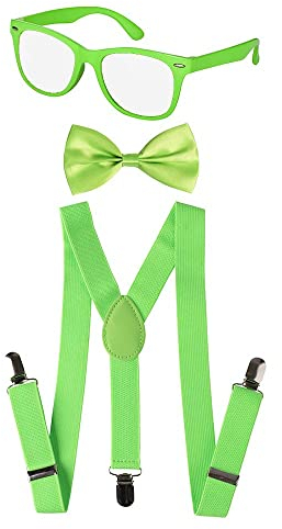 Dress Up America Kinder Neon Hosenträger, Fliege Zubehör (Grün, Kinder)