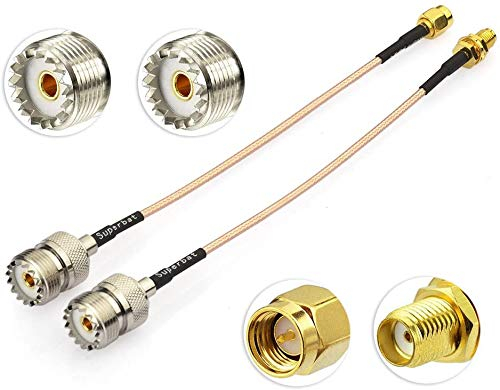 Superbat Câble UHF SMA 30cm Câble Femelle SO-239 vers SMA Femelle+SMA Mâle Adaptateur Câble d'Extension RG316 Pigtail Low Loss Câble pour Baofeng CB Radio Portable Talkie-Walkie(2 pièces)