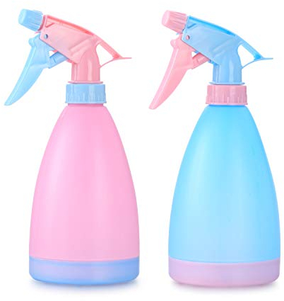 Yibaijia 2 Stück Sprühflaschen 500 ml, Blumensprüher mit Verstellbare Sprühkopf, Sprühflaschen Pflanzen Zerstäuber, Kunststoff Leere Drucksprüher für Blumen, Garten, Haare (Rosa, Blau)