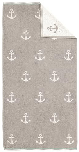 Dyckhoff Duschtuch Nautic 70x140cm, Maritim, 100% Baumwolle, Kiesel | Maritimes Design, hohe Qualität