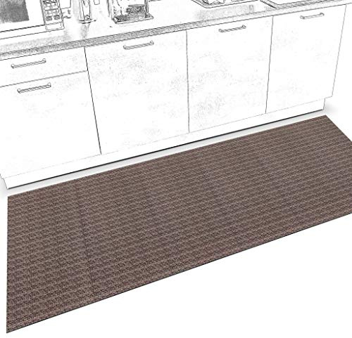 ANRO Läufer Teppich-Läufer Flur Küchenläufer rutschfest waschbar Teppichläufer Küchenteppich anpassbar Itaca Braun 500x67cm bis 5m Länge