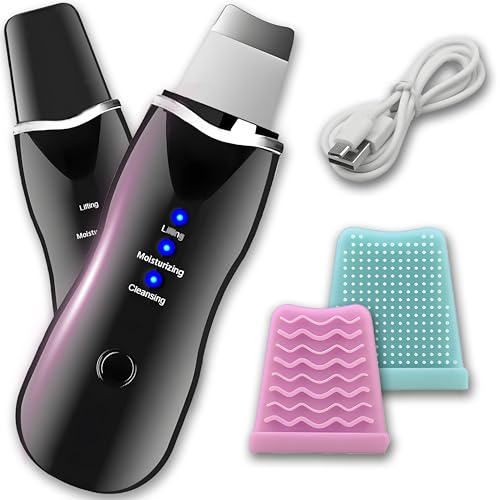 Retoo Skin Scrubber Ultraschall mit 3 Modi - Cleansing, Moisturizing und Lifting, Ultraschallpeelinggerät für verschiedene Hauttypen mit USB Wiederaufladbar, Porenreiniger, Schwarz