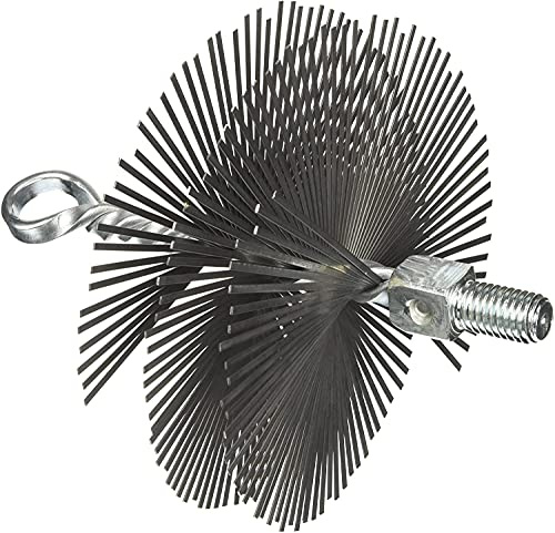 Brosse ronde en acier, poils plats avec crochet et pivot fileté pour tuyaux de poêle et de nettoyage, conduits de cheminée (Ø 20 cm)