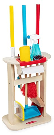 Melissa & Doug - Deluxe Reinigungsspielset- 11-teiliges Holzspielzeug für realistisches Rollenspiel, für Kinder ab 3 Jahren