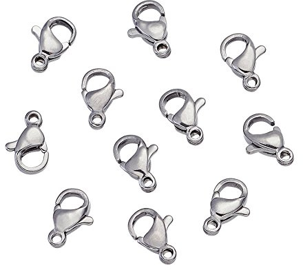 KISSITTY 200-Piece Surgical Stainless Steel Lobster Claw Clasps 9x6x3mm Bracelet Necklace Clasps Findings for DIY Jewelry Making