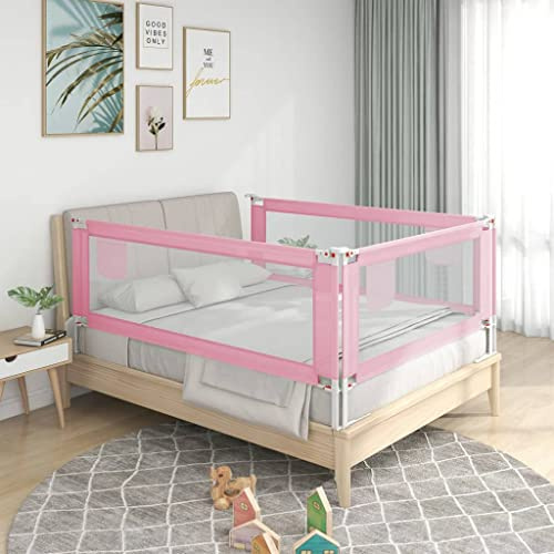 homiuse Kleinkind-Bettschutzgitter Rausfallschutz Bett Bettumrandung Babybett Bettgitter Rausfallschutz Boxspringbett Kinderbett Bettgitter Bettschutzgitter Bettkantenschutz Rosa 180x25 cm Stoff