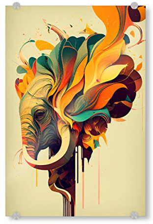 artboxONE Acrylglasbild 45x30 cm Tiere Abstrakter Elefant Bild hinter Acrylglas - Bild abstrakt aquarell Elefant