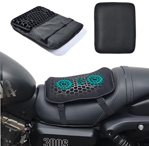 AriKroii Cojin Asiento Moto Gel con Asiento Traseros, Cojín Asiento Moto con Amortiguación de Presión, Plegable Descompresivo y Transpirable con Absorción de Impactos