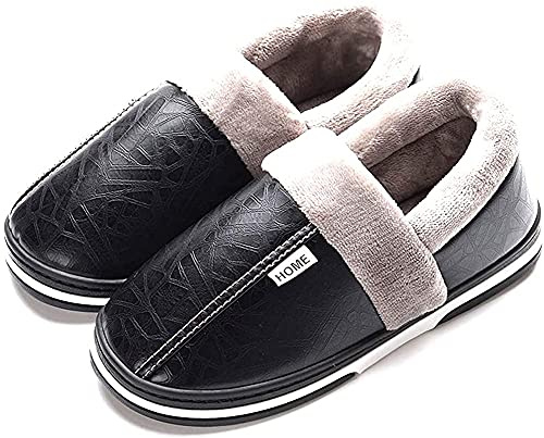 Kvinnor Män Mjuka Hus Tofflor Mocka Inomhus Utomhus Casual Slip On Skor Memory Foam Anti-Skid Gummisula Mules Clogs Svart 42/43 EU