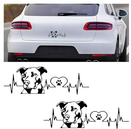 JNNJ 2 Stück Auto Aufkleber, Niedlich Lustig Karosserie Aufkleber mit Selbstklebend, Pitbull Liebe Dekoration Aufkleber, Auto Kühlschrank Laptop Wand(Schwarz)