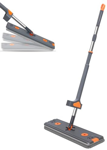 DFANCE Grande serpillère Plate 360° Rotation Balai Serpillère Absorbant Serpillère Plate Autonettoyante pour Nettoyage des Sols Bois Dur,Carrelage et Stratifié,Dark Gray,50CM