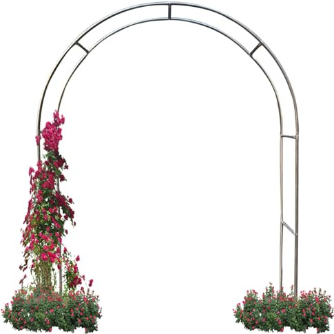 BZCKBZ Rosenbogen Aus Edelstahl Gartenbogen (Stainless Steel) Rankhilfe Torbogen Pergola Aus Metall Stabil Wetterfest Hochzeitsbogen(Size:1.2 * 2.3m(3.9 * 7.5ft))