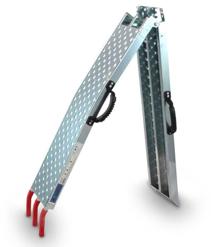 Bituxx 1x Auffahrrampe Verladerampe Quadrampe Motorradrampe Klappbar Stahl bis 400kg Länge 1,96m