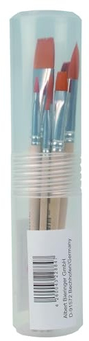 Lineo 610 - Pinselset 8-teilig, 5 Flachpinsel der Serie 579 und 3 Rundpinsel der Serie 578, Pinsel mit Synthetikborsten und Holzstiel, inkl. Kunststoffetui