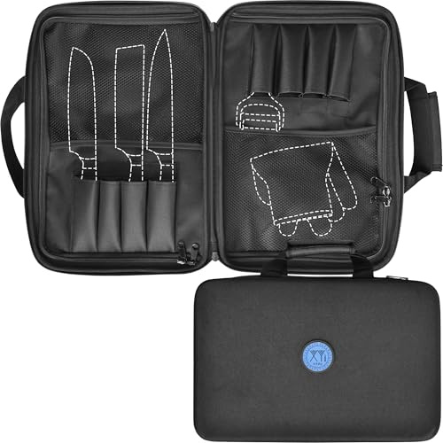XYJ Bolsa para cuchillos de 26 ranuras, funda de transporte de tela Oxford, estuche de almacenamiento profesional para cuchillos de chef, bolsa de viaje para cuchillos de cocina, accesorios y