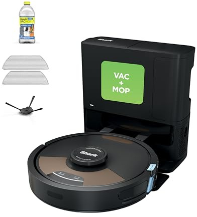 Shark Matrix Plus 2in1 Robot Vacuum & Mop with Sonic Mopping, Matrix Clean, Home Mapping, HEPA Bagless Self Empty Base, CleanEdge, for Pet Hair, WiFi, Black/Brass, AV2620WA
