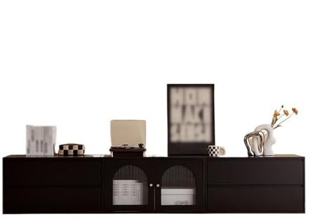 Lizhuzhuzs28 Mesa de TV Gabinete de TV for Sala de Estar con Empalme Libre, gabinete de Almacenamiento for Piso, Pared de Fondo, gabinete de TV Negro Mueble para Salón