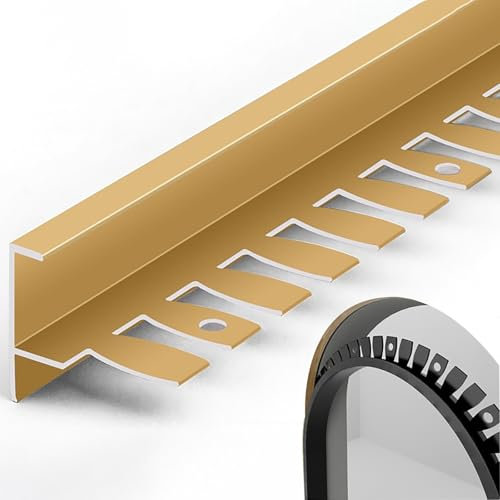 Raouoae Profil De Transition en Aluminium pour Carrelage 90 Cm* 3 Pièces Flexible Et Durable pour Salle De Bain Cuisine Et Sols Installation Facile Bords Lisses(Gold,Height:12mm)
