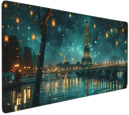 Torre de París Tappetino per Mouse da Gioco Grande 100x50 cm con Bordi Cuciti, Fondo in Gomma Naturale Antiscivolo Resistente, Tappetino per Tastiera lavabile, Tappetino per Scrivania per Giocatori u9