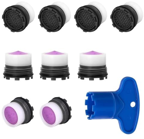 Strahlregler M16.5 für Wasserhähne - Wasserbelüfter Wasserhahn Aufsatz Wasserhahn Sieb/Filter aus Hochwertige ABS-Filter gegen Rost und Spritzer (M16.5, 9 Stück, 1 Werkzeug)