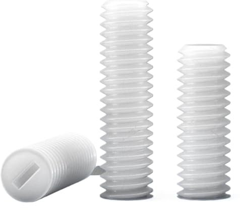 AYYSSM Vis sans tête à tête Fendue en Nylon Blanc M3 M4 M5 M6 M8 M10 M12, Isolation Plastique, vis sans tête à Pointe Plate, vis sans tête(4mm,M4-30pcs)